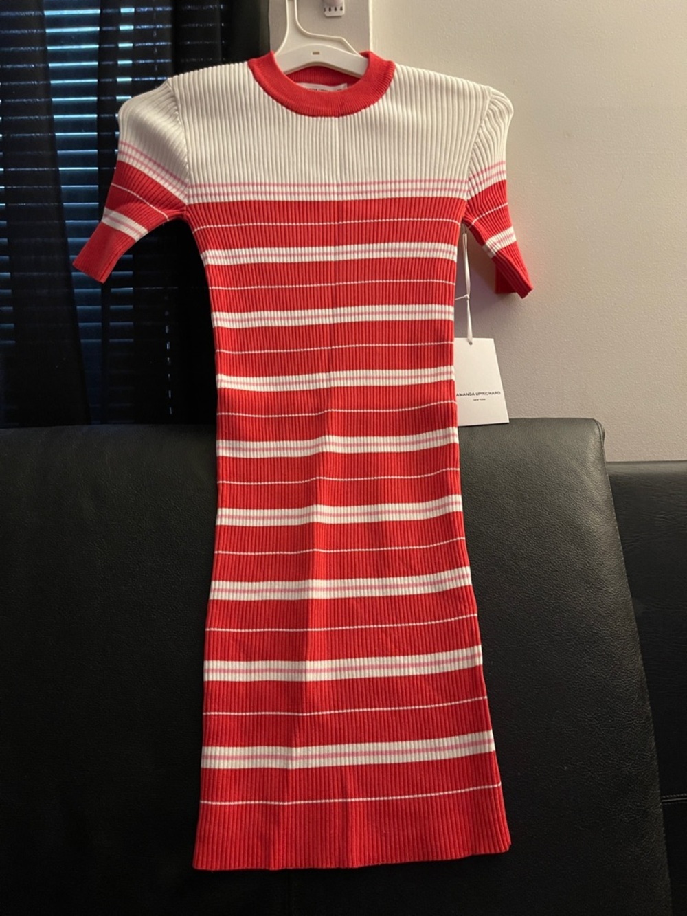 Amanda Uprichard Sweater Dress in Cherry Size Small White Red Pink Bodycon NWT